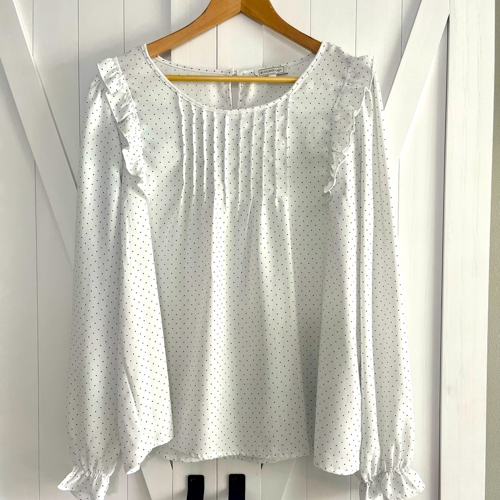 White dot blouse top